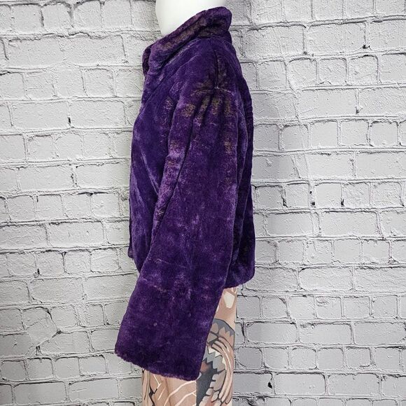 Sin By Morgan Cooper Purple Faux Fur Jacket, Women's Small - Picture 5 of 12